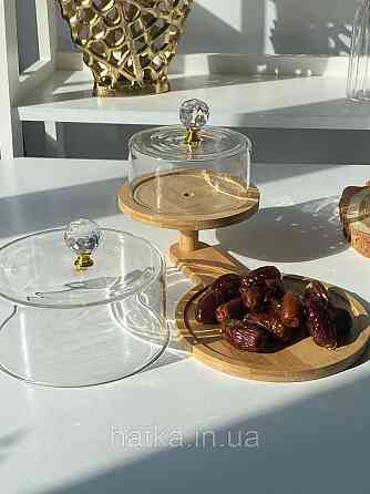 Набір для зберігання "Бамбукова перлина" скляна з бамбуковою підставкою 102-632 Київ
