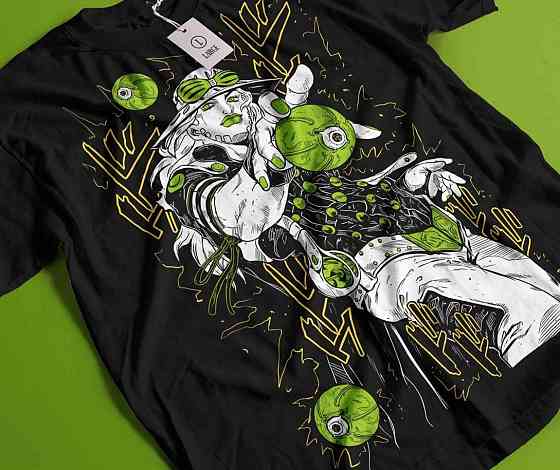 Футболка для мальчика аниме Гйро Зеппели Джоджо С оверсайз (рост от 165 до 180 ) Черний AnimeJ0819m Днепр