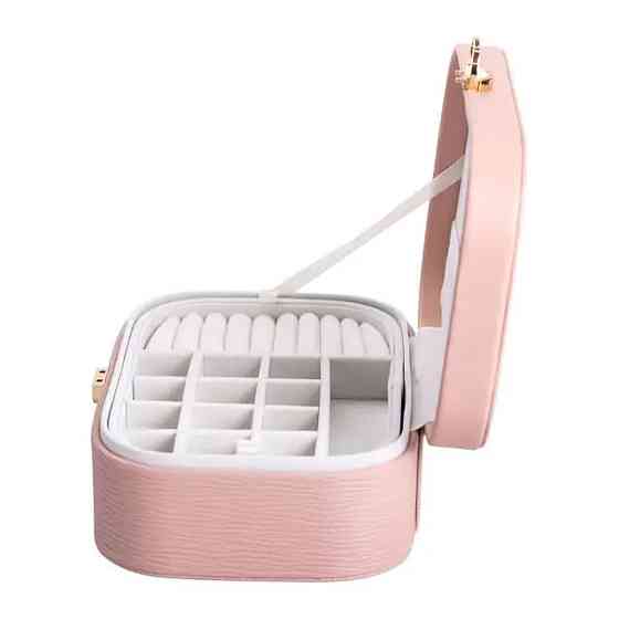 Yiwu Скринька для прикрас з еко шкіри 2 яруси із замком органайзер для ювелірних виробів HP-5-1 Коломыя