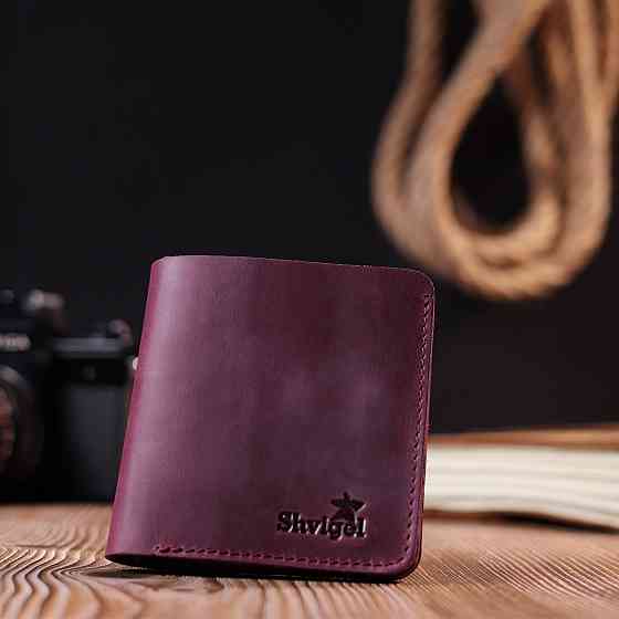Шкіряне матове портмоне Бордовий (SHVIGEL) Київ