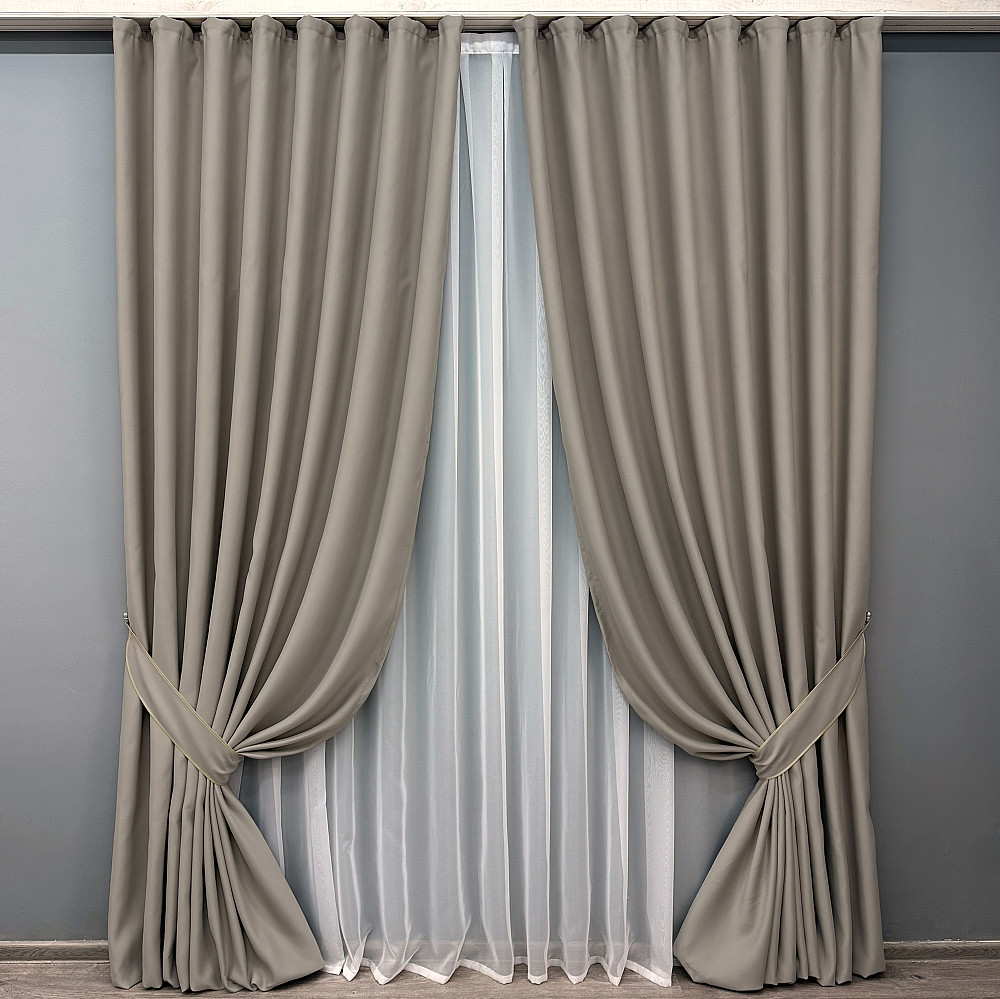 Комплект готовых штор VR-Textil Bagema Rvs № 1896ш Серо-бежевый 130х290 см 2 шт (39-0151) Киев - изображение 2