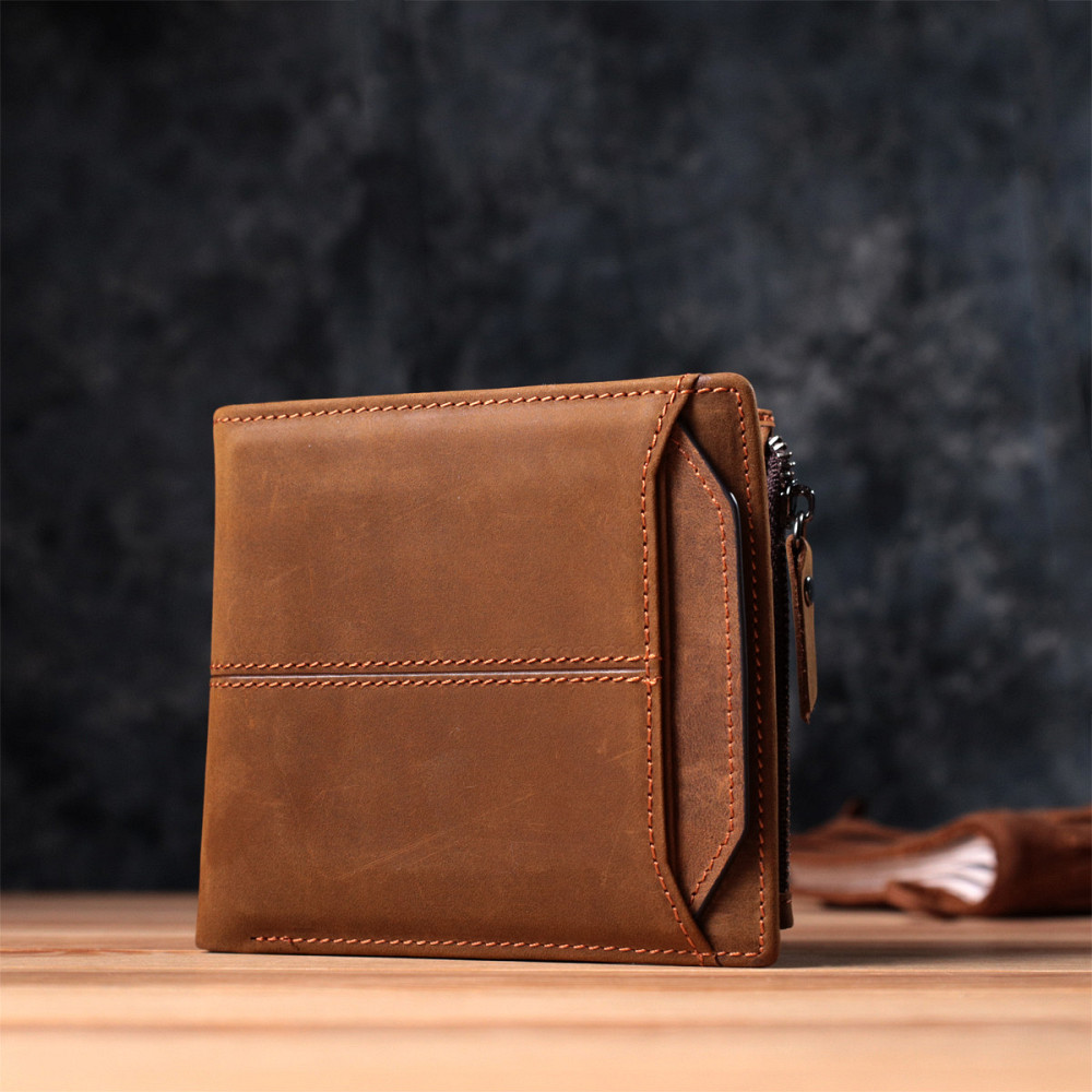 Практичный кошелек для мужчин из натуральной кожи Коричневый (Vintage) Киев - изображение 3