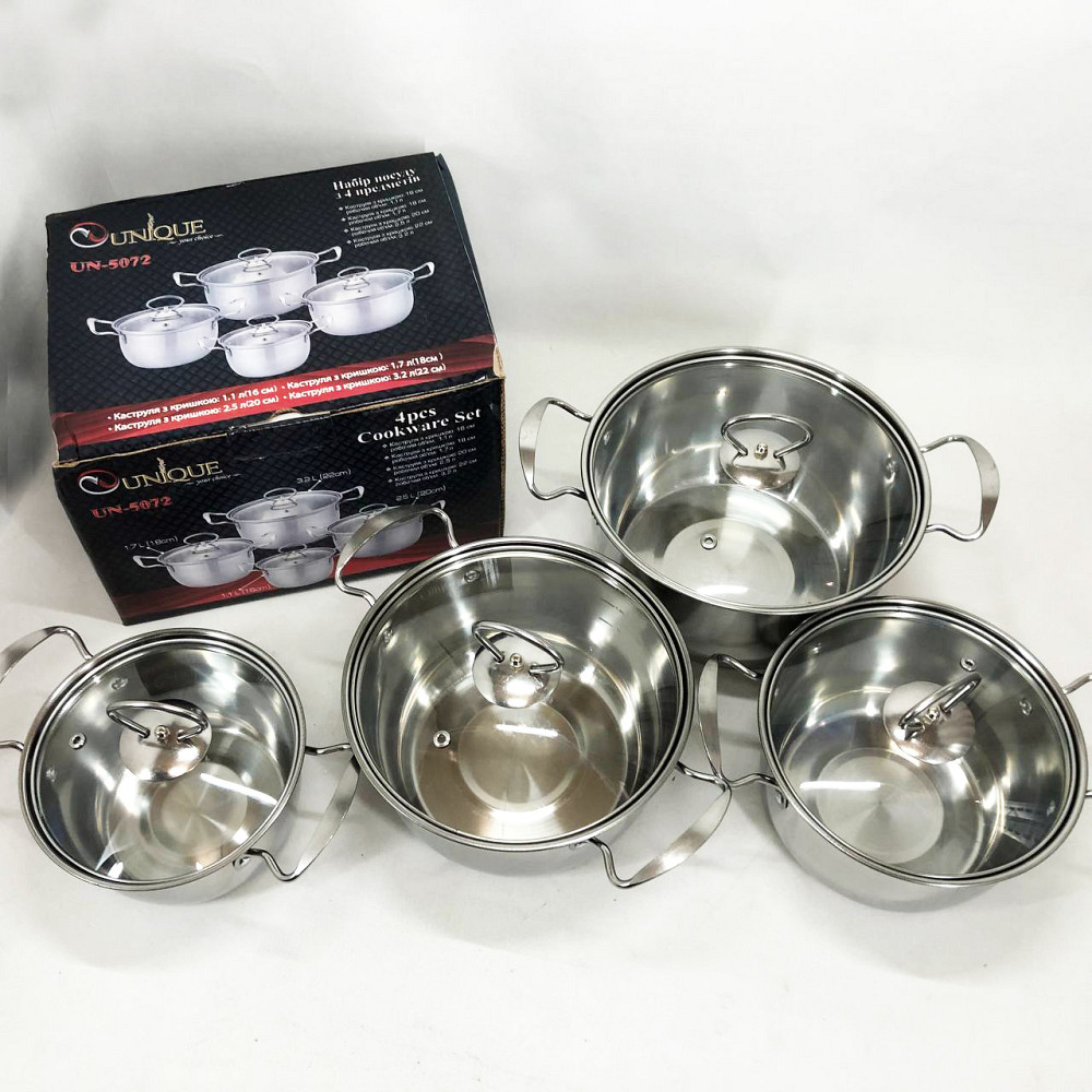Набор кастрюль сталь Unique, Набор кастрюль с прочным антипригарным покрытием высоких KC-23 Львов - изображение 15
