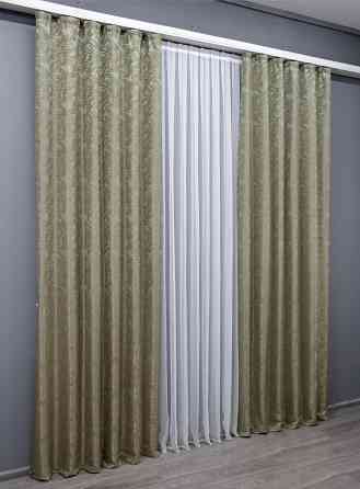 Комплект готовых штор VR-Textil Жаккард Magic № 1603ш Бежевый с золотистым 145х270 см 2 шт (33-0467) Киев
