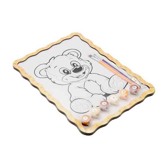 Картина по номерах "Ведмедик" Puz-22942 формат А4 пензлик, фарби, кріплення для стіни Вінниця