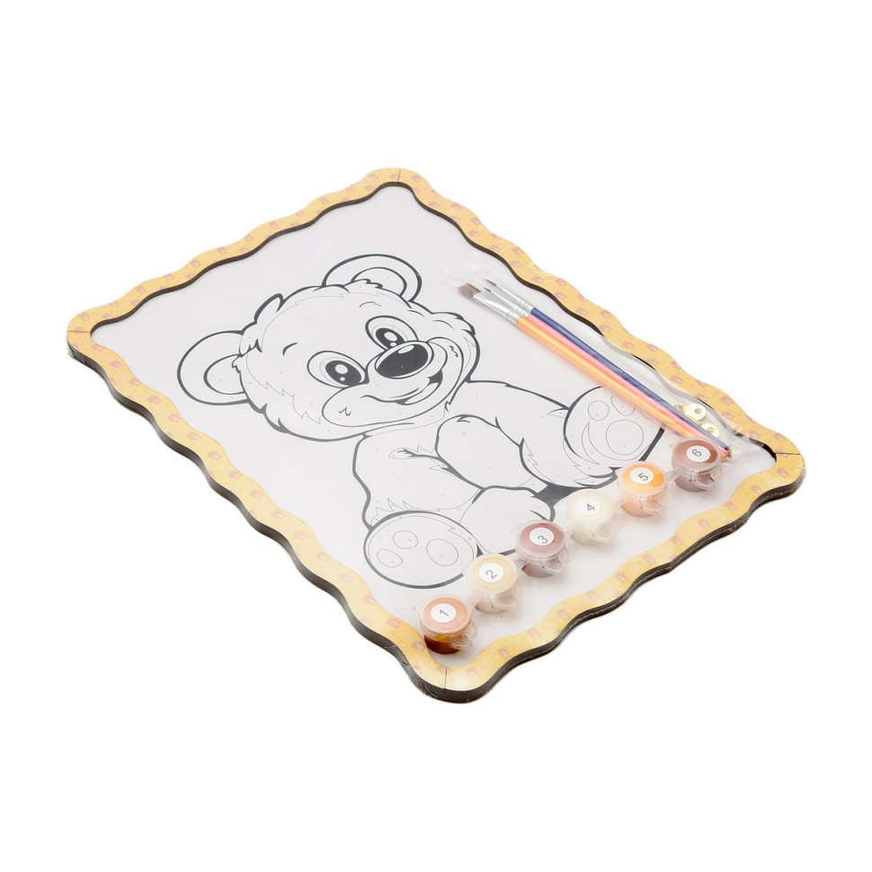 Картина по номерах "Ведмедик" Puz-22942 формат А4 пензлик, фарби, кріплення для стіни Вінниця - фото 2