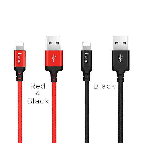 Кабель HOCO X14 USB to iP 2A, 2m, nylon, aluminum connectors, Black Київ