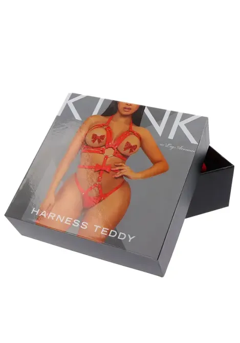 Портупея-тедді з ременів Leg Avenue Studded O-ring harness teddy L Red, екошкіра Львів - фото 6