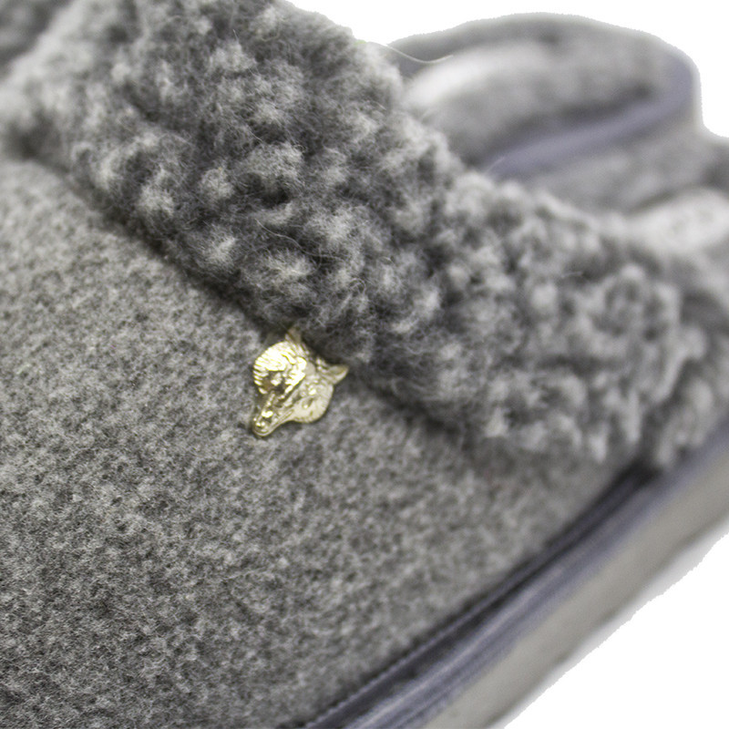 Тапочки чоловічі закриті на овчині теплі з легкою підошвою PaGo "Вовк" сірі Одесса - изображение 4