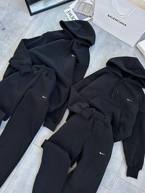 Мужской теплый стильный тринитный костюм на флисе + манжеты рыбана Черный, 42/46 Одесса - изображение 1