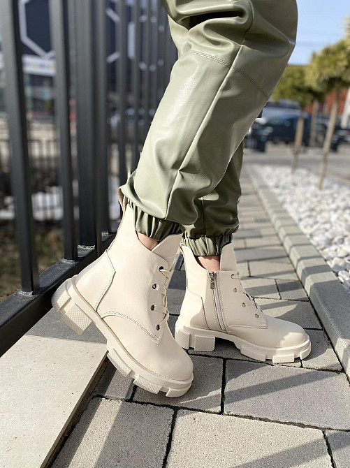 Черевики жіночі GREMMY бежеві натуральна шкіра висота 17 см розмір 39 (4330) Коломыя - изображение 6