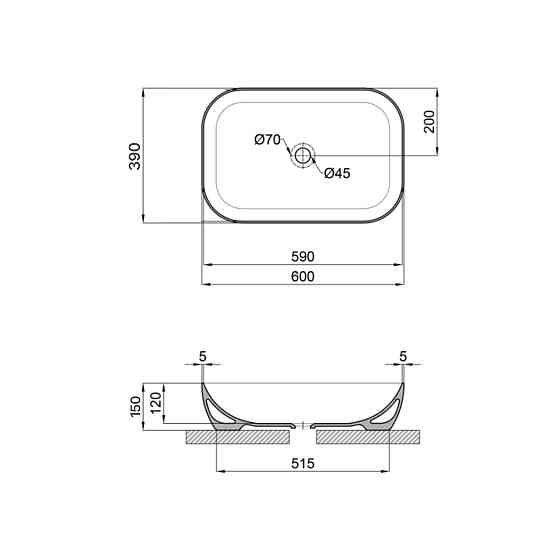 Раковина-чаша Qtap Robin 600x390x150 Matt black QT132143PMBMBN Київ