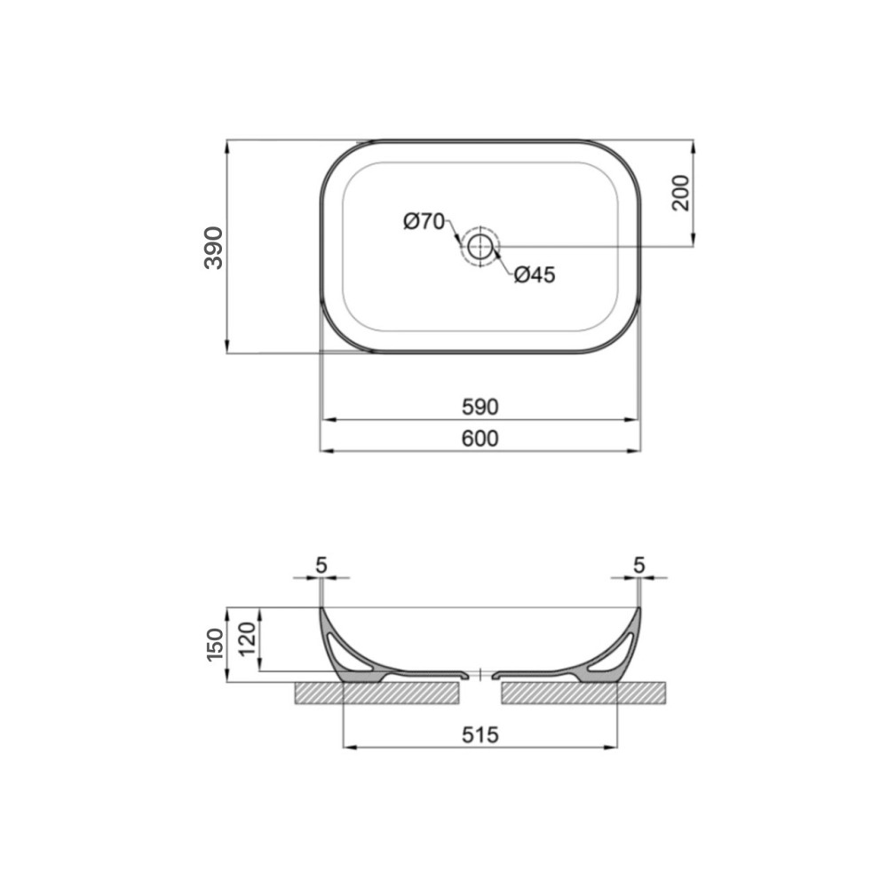 Раковина-чаша Qtap Robin 600x390x150 Matt black QT132143PMBMBN Київ - фото 2