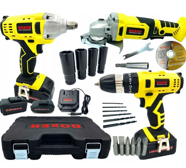 SR-028 Набір Акумуляторний 3в1: Дриль-Шуруповерт, Ударний Гайковерт, Болгарка 24,4V + 2 Акумулятори Одеса - фото 4