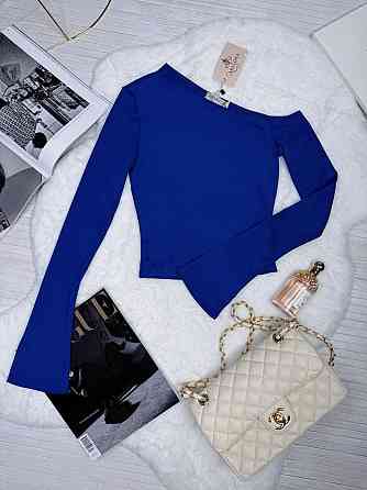 Женский стильный лонгслив с открытым плечом турецкий микродайвинг Электрик, 46/48 Одесса