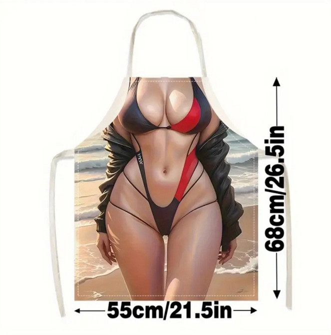 Фартух з приколом для жінок На пляжі дівчина 68 на 55 см різнобарвний Київ - фото 2