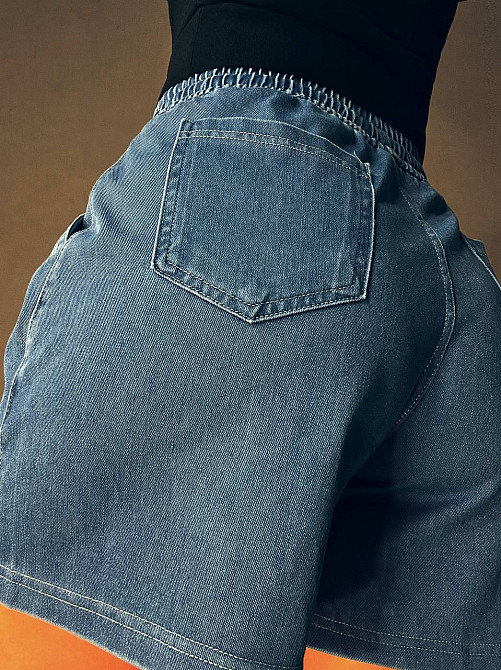 Шорты женские джинсовые Kenalin 460-4 тенсель тонкие короткие на резинке синие, синий, 2XL, 2XL, 90 см, 120 см Киев - изображение 2