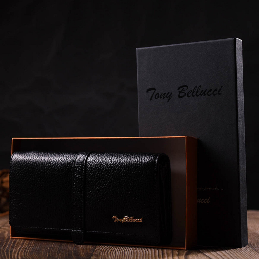 Классический женский кошелек с большим количеством отделений из натуральной кожи Черный (Tony Bellucci) Киев - изображение 4