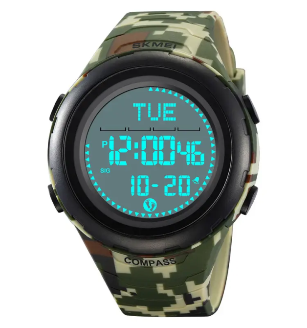 Часы мужские наручные спортивные Skmei 2166 Compass с компасом и шагомером (Камуфляж с белым) Винница - изображение 3