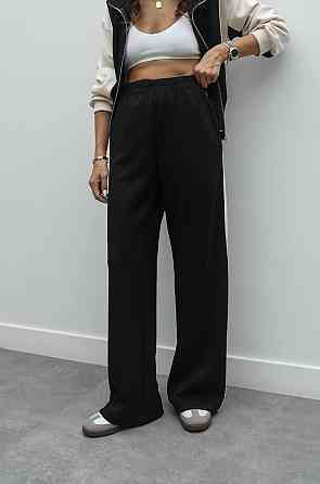 Жіночий прогулянковий костюм-двійка: кофта та штани двонитка Чорний, 48/52 Одеса