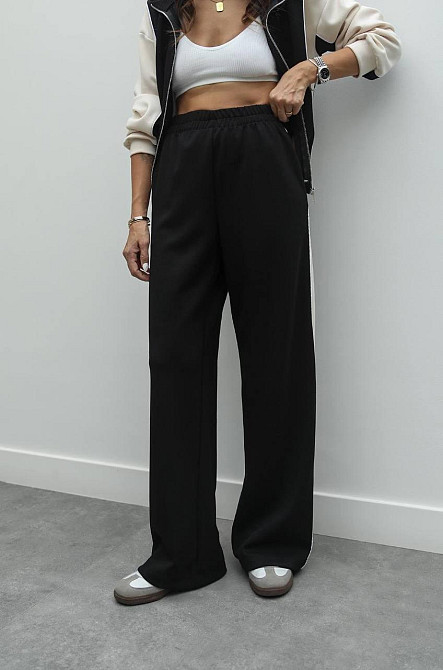 Жіночий прогулянковий костюм-двійка: кофта та штани двонитка Чорний, 48/52 Одеса - фото 4