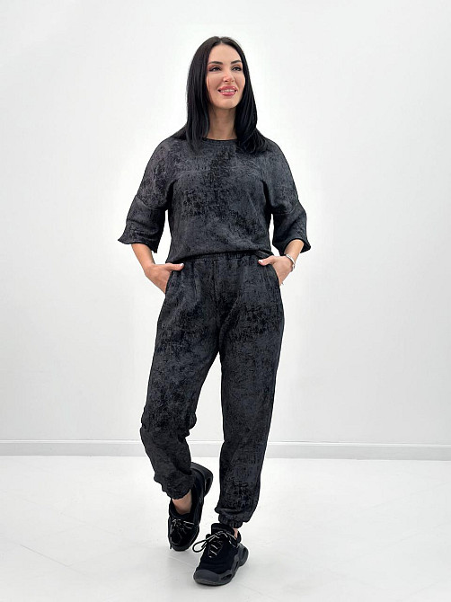 Жіночий костюм з турецької двунитки петля з ефектом tie dye "George"| Батал| Розпродаж моделі Київ - фото 6