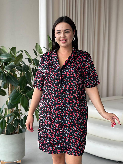 Жіноча шовкова нічна сорочка великих розмірів Ночнушка PLUS SIZE Одяг для дому Сукня для сну з принтом Одеса - фото 7