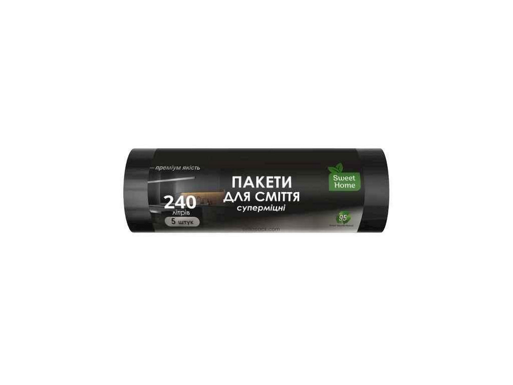 Пакеты для мусора 5шт 240л «СУПЕРМЕЦИЧЕСКИЕ» (черные) ТМ SWEET HOME Киев - изображение 1