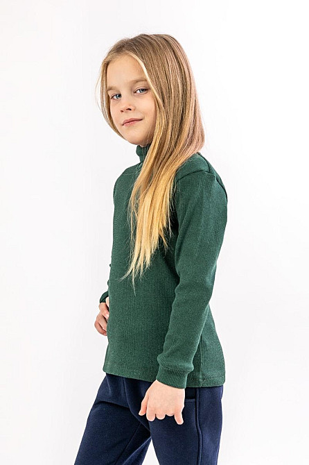 Водолазка дитяча, підліткова, зелена, бавовна, топ Крохатушка одяг Київ - фото 2