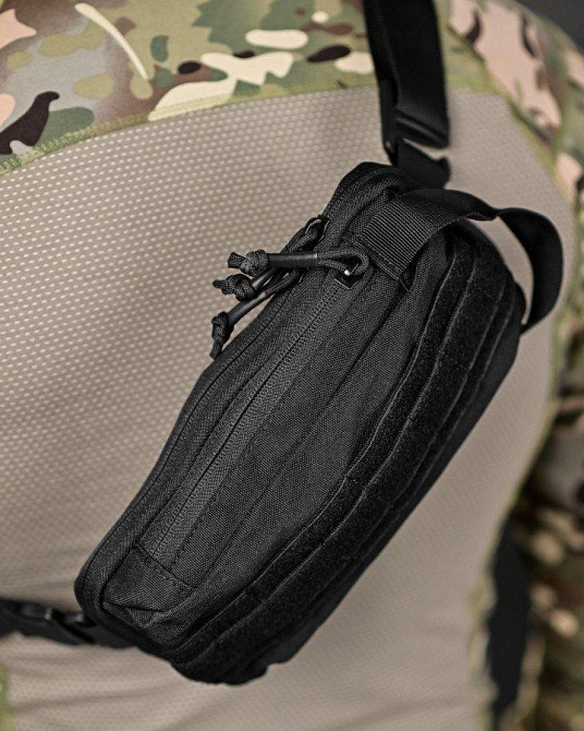 Сумка тактична через плече або на пояс чорна ДЛ6329 Одеса - фото 4