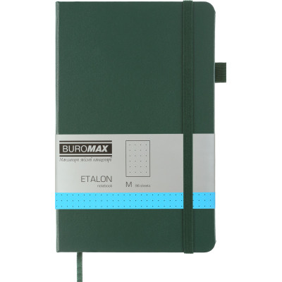Книга записна Buromax Etalon 125x195 мм 96 аркушів в точку обкладинка зі штучної шкіри Зелена (BM.291360-04) Вінниця - фото 1