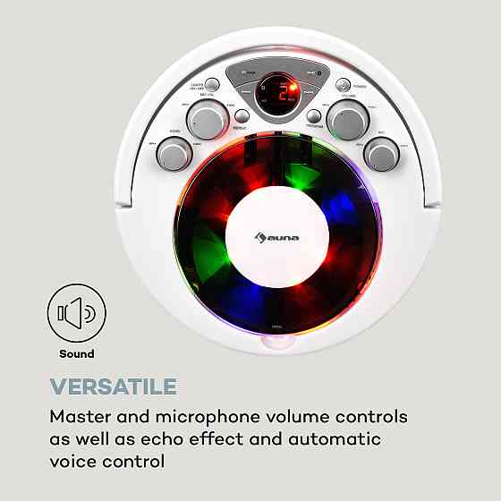 Караоке-система SingSing BT 2 мікрофони CD-плеєр BT Світлодіодний світловий ефект Мобільний білий (Німеччина, Рівне