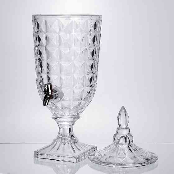 Лимонадниця з краном на підставці скляна 3 л лимонадник 48 см прозорий HP-19-18F Київ