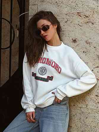 Жіночий теплий стильний оверсайз світшот трьохнитка на флісі Одеса