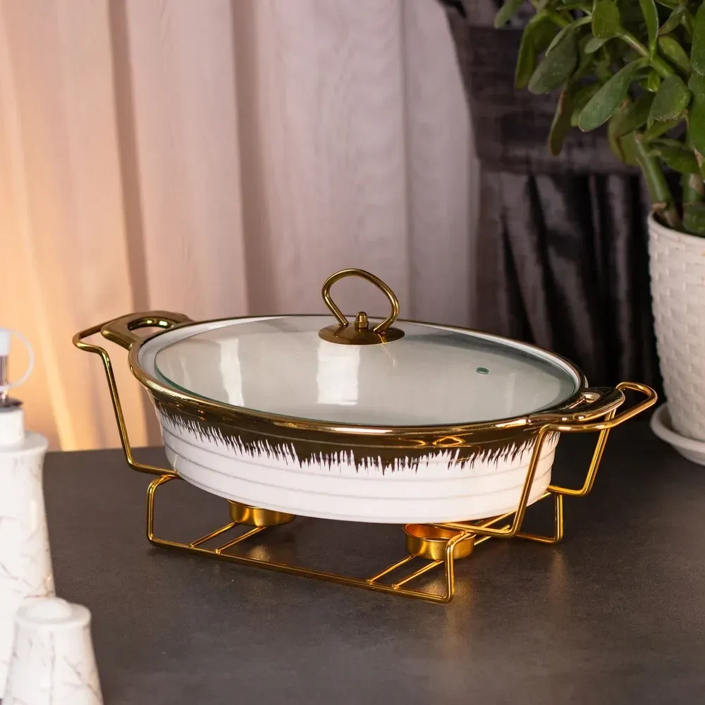 Yiwu Настільна мармітниця 35х22.5х15.5 см марміт порцелянаовий для других страв 1,5 л Коломыя - изображение 5