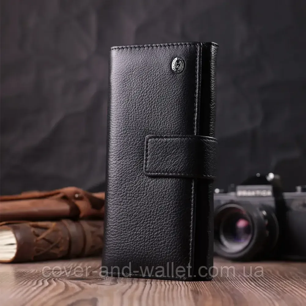 Женский длинный кожаный кошелек черного цвета ST 268 Киев - изображение 7