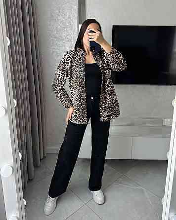 Жіноча стильна леопардова сорочка на металевих ґудзиках Одеса