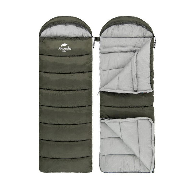 Спальник з капюшоном Naturehike U350 NH20MSD07, (1°C), лівий, зелений Київ - фото 1