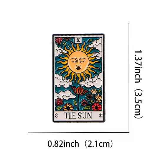 Пін значок карта Таро Сонце, емальований значок The Sun, брошка таро аксесуар Київ