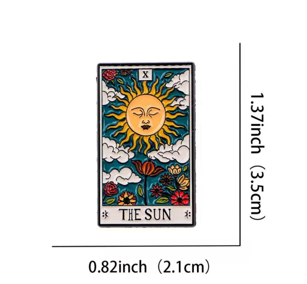 Пін значок карта Таро Сонце, емальований значок The Sun, брошка таро аксесуар Київ - фото 5