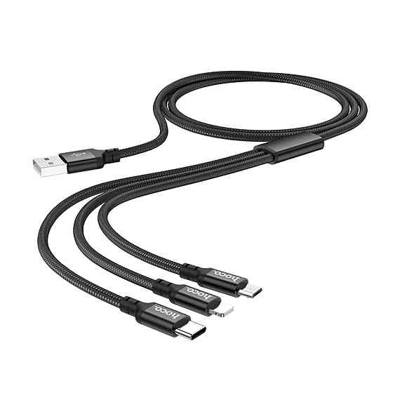 Кабель HOCO X14 3 в 1 Times speed для заряджання iP+Micro+Type-C, колір чорний 6931474719157 Одеса