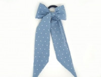 Гумочка для волосся в горошок сіро-синя Київ - фото 1