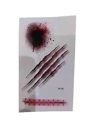 Наклейки тату Хелловін рани та шви 10 на 6 см червоний Київ