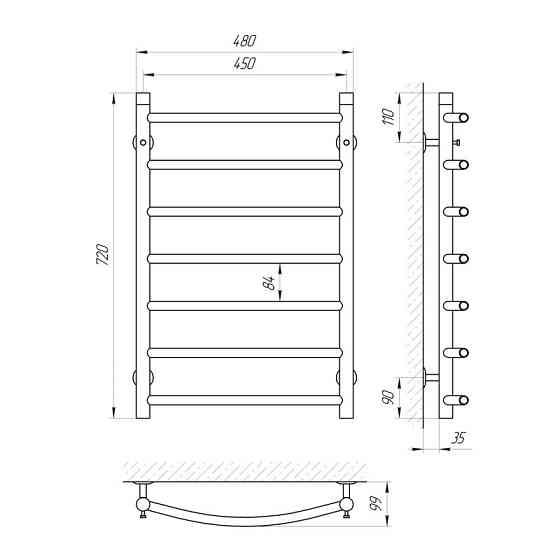 Водяна сушарка для рушників Laris Класик П7 450x700 Київ