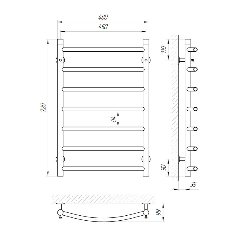 Водяна сушарка для рушників Laris Класик П7 450x700 Київ - фото 6