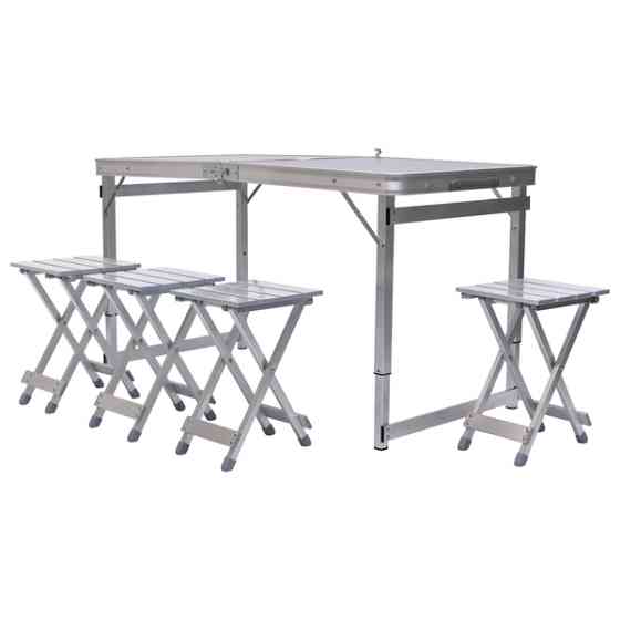 Розкладний стіл + 4 стільці кемпінговий набір для пікніка, риболовлі, відпочинку, туризму Сірий JY-12061G Коломия