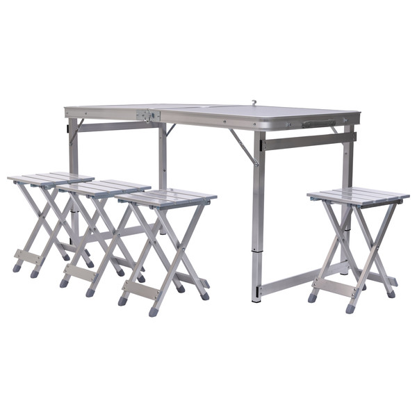 Розкладний стіл + 4 стільці кемпінговий набір для пікніка, риболовлі, відпочинку, туризму Сірий JY-12061G Коломия - фото 3