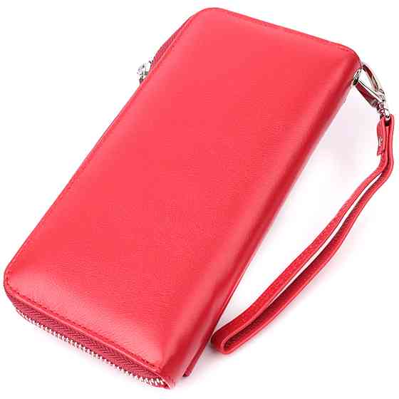 Симпатичний гаманець-клатч з ручкою для носіння в руці з натуральної шкіри ST Leather 22530 Червоний Київ