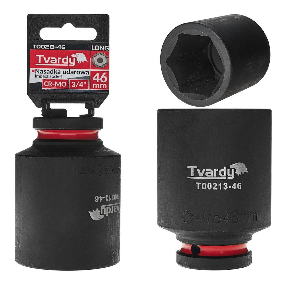 Головка ударна "Tvardy" з хром-молібденової сталі (Cr-Mo) 3/4" 6-гранна довга 46 мм Київ - фото 2
