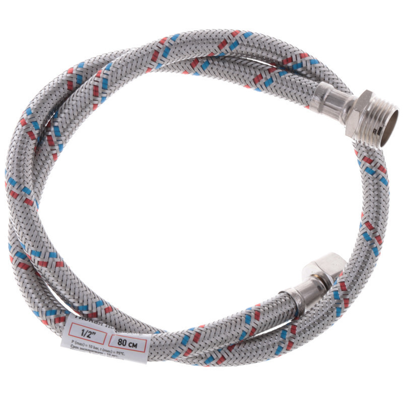 Гнучкий шланг для підключення води гайка 1/2'' - Штуцер 1/2'' (80 см) Zerix (ZX1564)   ( 27380 ) Харків - фото 2